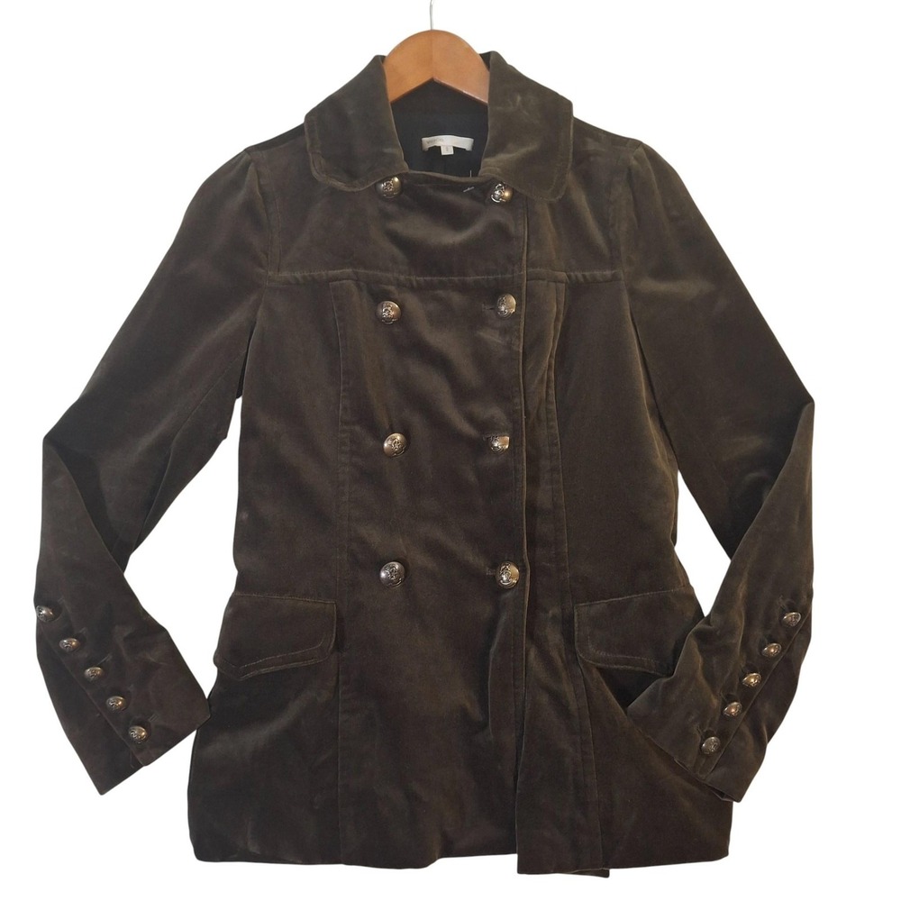 Vince Jacket Women's 2 Brown Velvet Double Breasted Military‎ Style Made USA